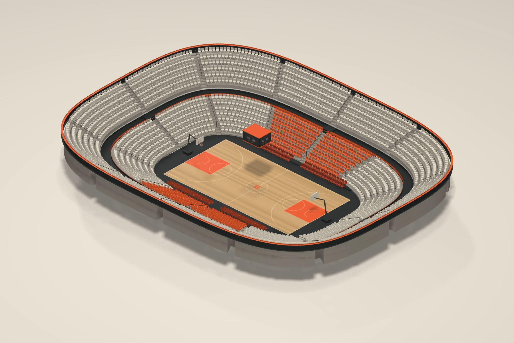 Wide render of the BOUNCE Arena model from above one corner