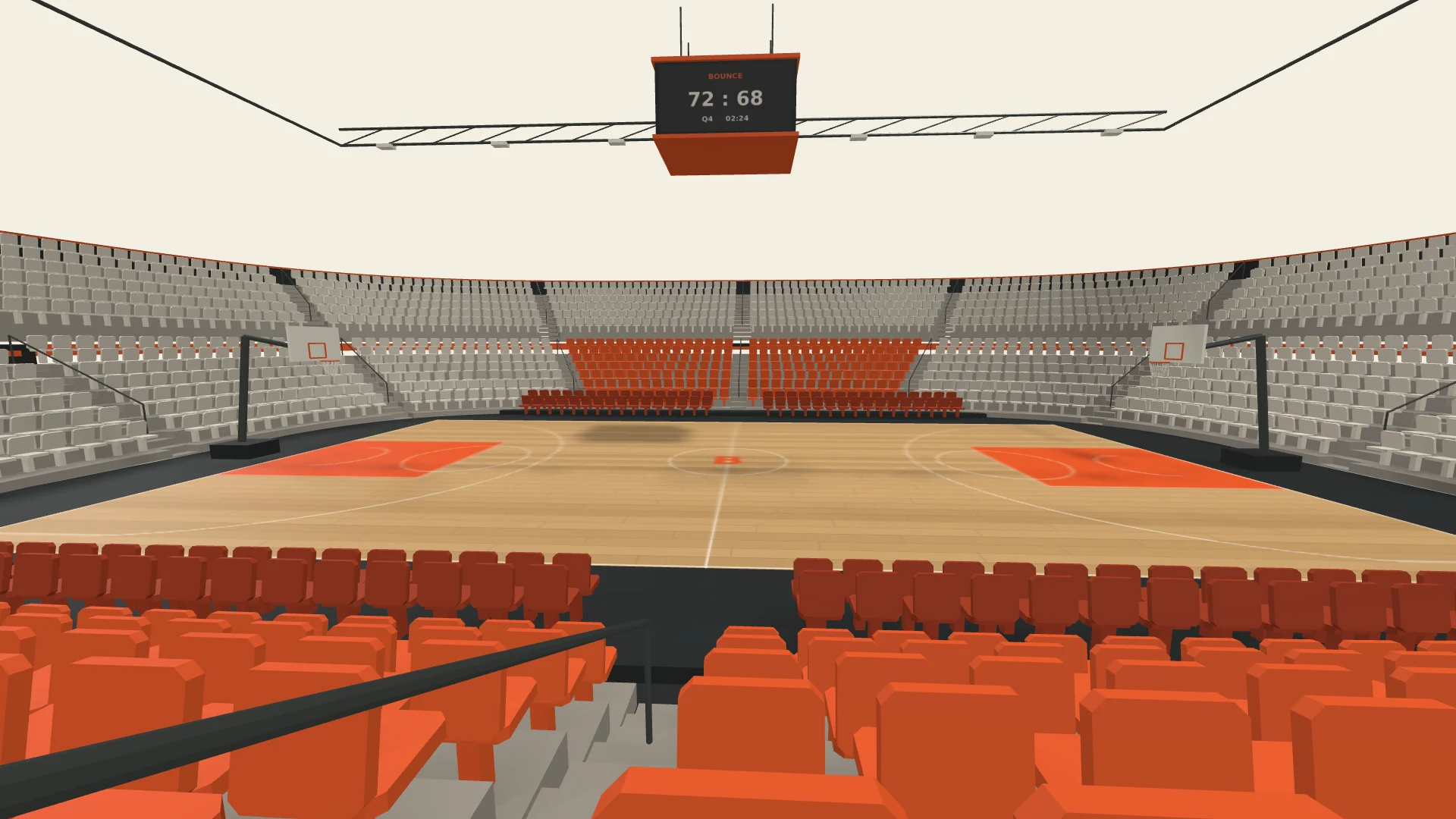 Model render of the court seen from a lower bowl seat
